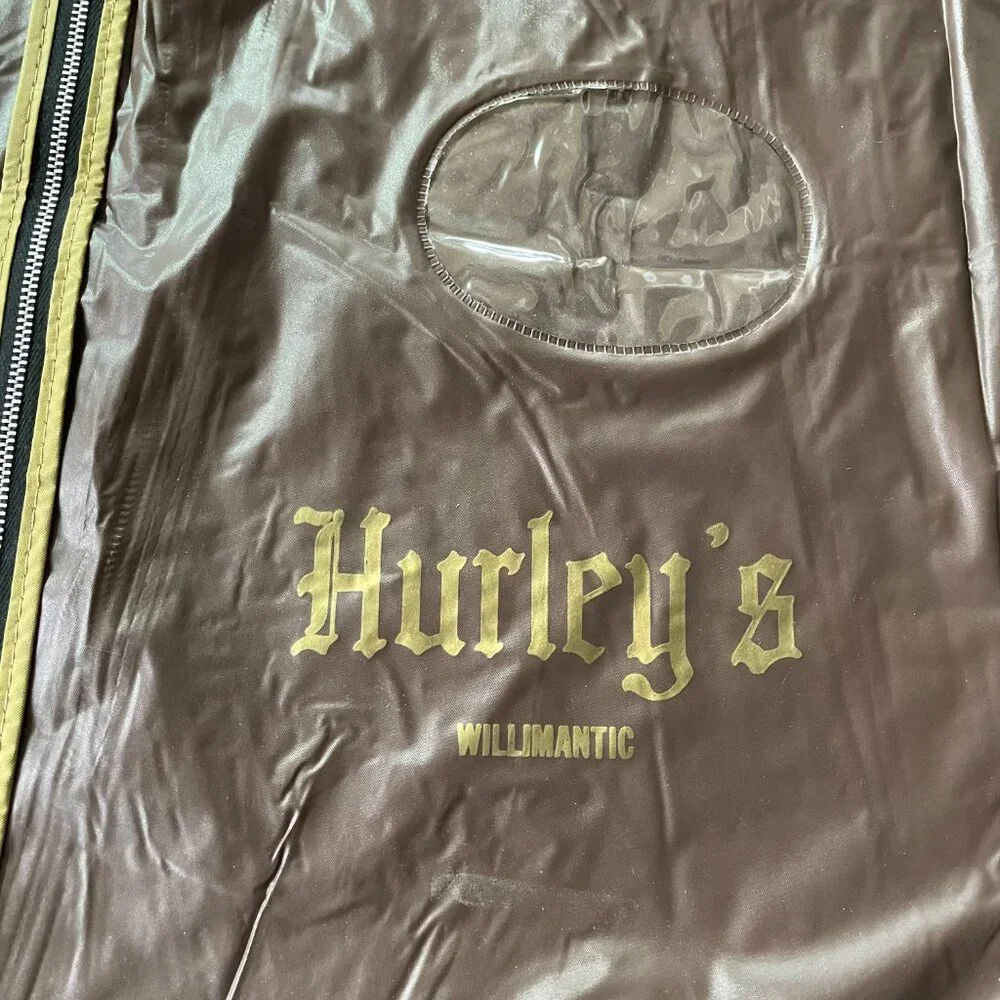 Vintage Hurley’s Men’s Shop Garment Bag Zippered Lightweight Vinyl Plastic Brown